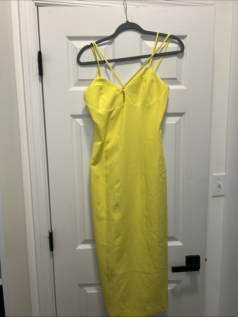 Bardot Bright Yellow Double-Strap Midi Dress